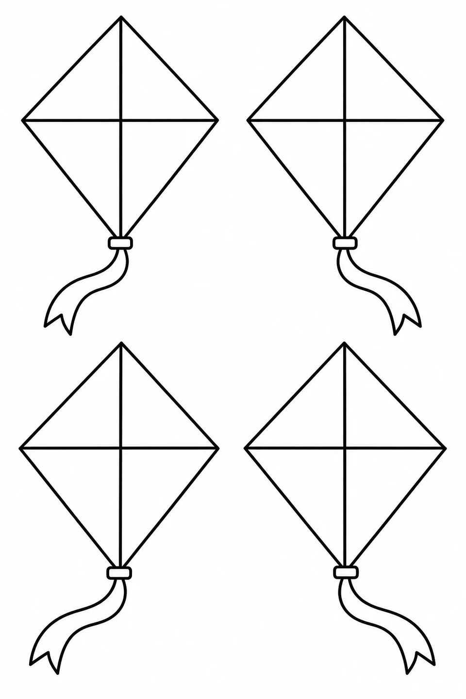 Count four diamond-shaped kites and color their triangular sections.