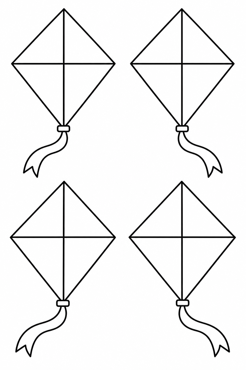 Count four diamond-shaped kites and color their triangular sections.