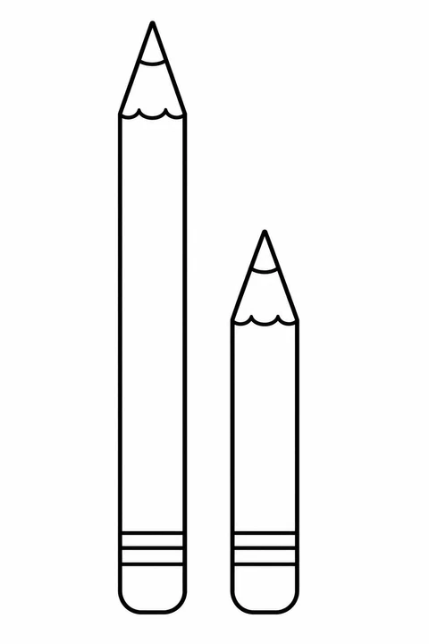 Compare two pencils with their bottoms aligned: one long and one short.