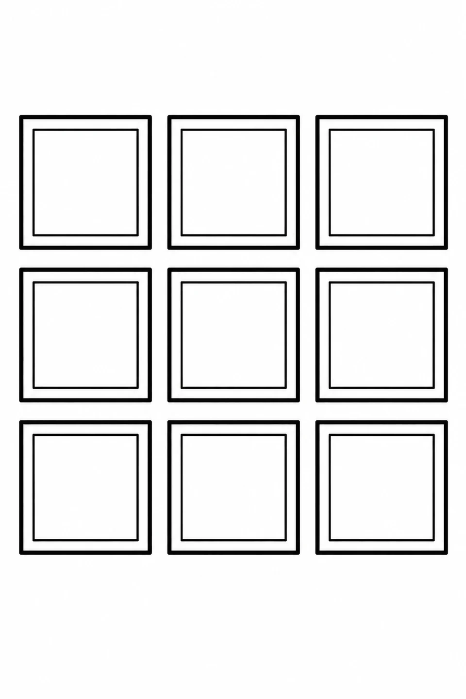 Count nine square blocks arranged in three rows of three.