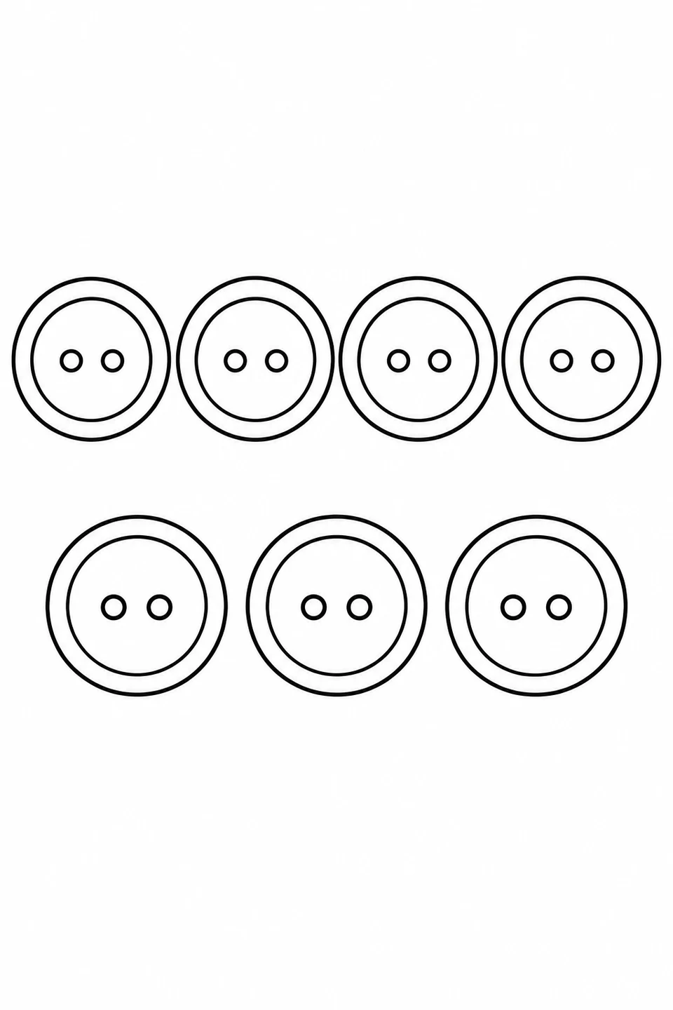 Count seven buttons, with four above and three below.