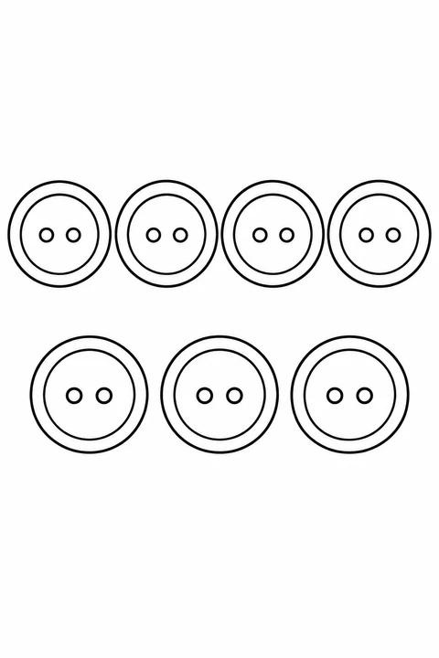Count seven buttons, with four above and three below.