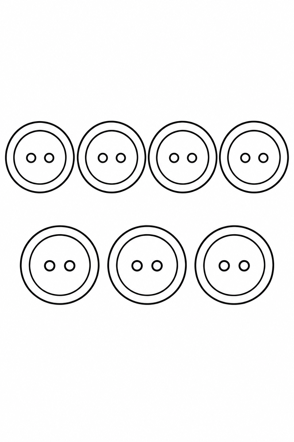 Count seven buttons, with four above and three below.