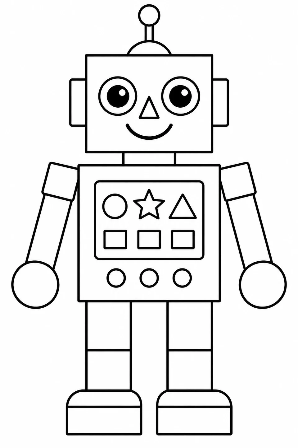 Find circles, triangles and four-sided shapes in this friendly robot.