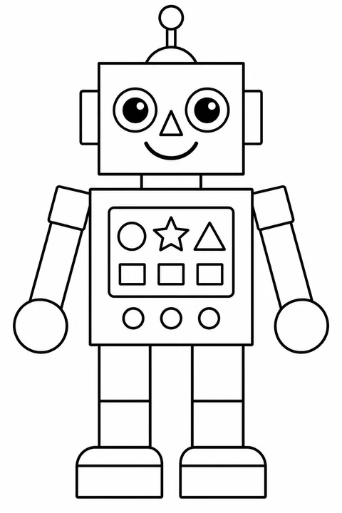 Find circles, triangles and four-sided shapes in this friendly robot.