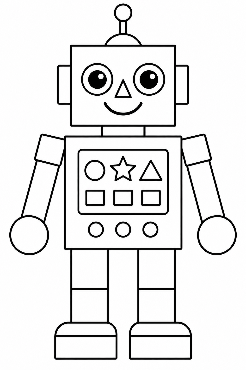 Find circles, triangles and four-sided shapes in this friendly robot.