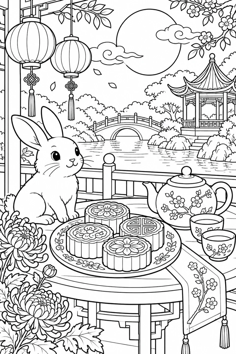 中秋のお庭でお茶