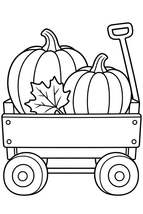 Pumpkin Wagon, black-and-white coloring page with a blank space for the month.