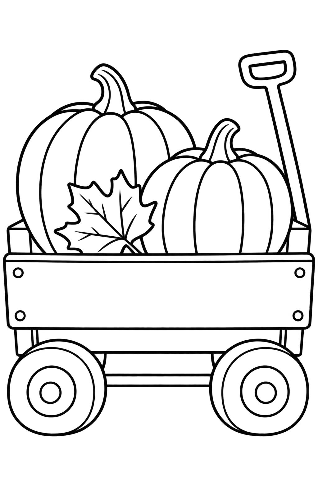 Pumpkin Wagon, black-and-white coloring page with a blank space for the month.