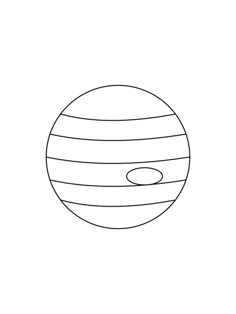 Broad cloud bands cross Jupiter, with an oval shape for the Great Red Spot.