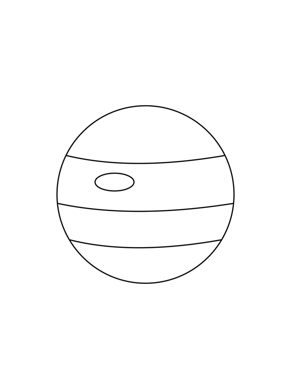 Neptune has three cloud bands and a small oval storm shape.