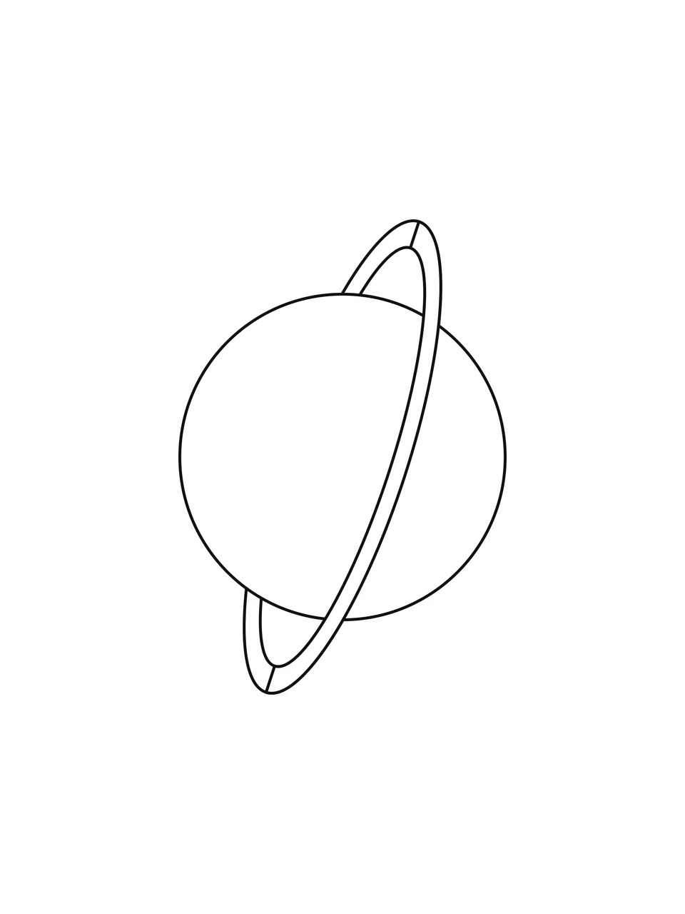 Uranus appears as a plain disk inside a narrow, steeply tilted ring.