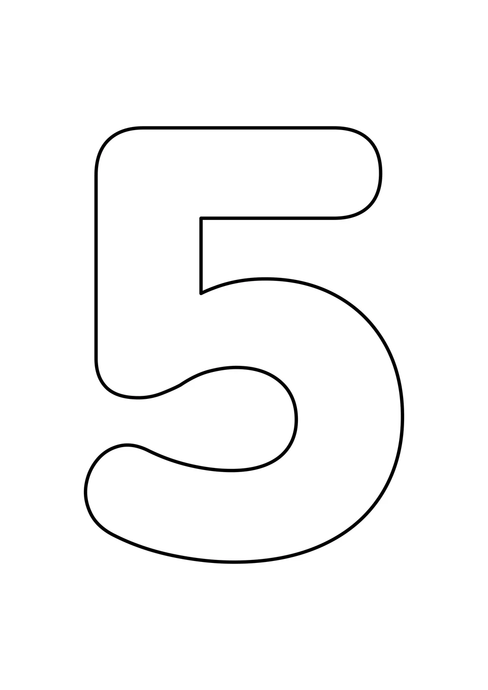 Un grand chiffre 5 aux contours noirs, à colorier sur fond blanc.