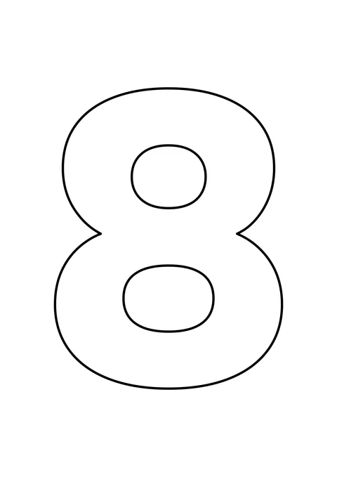 A large outlined number 8 on a plain white page.