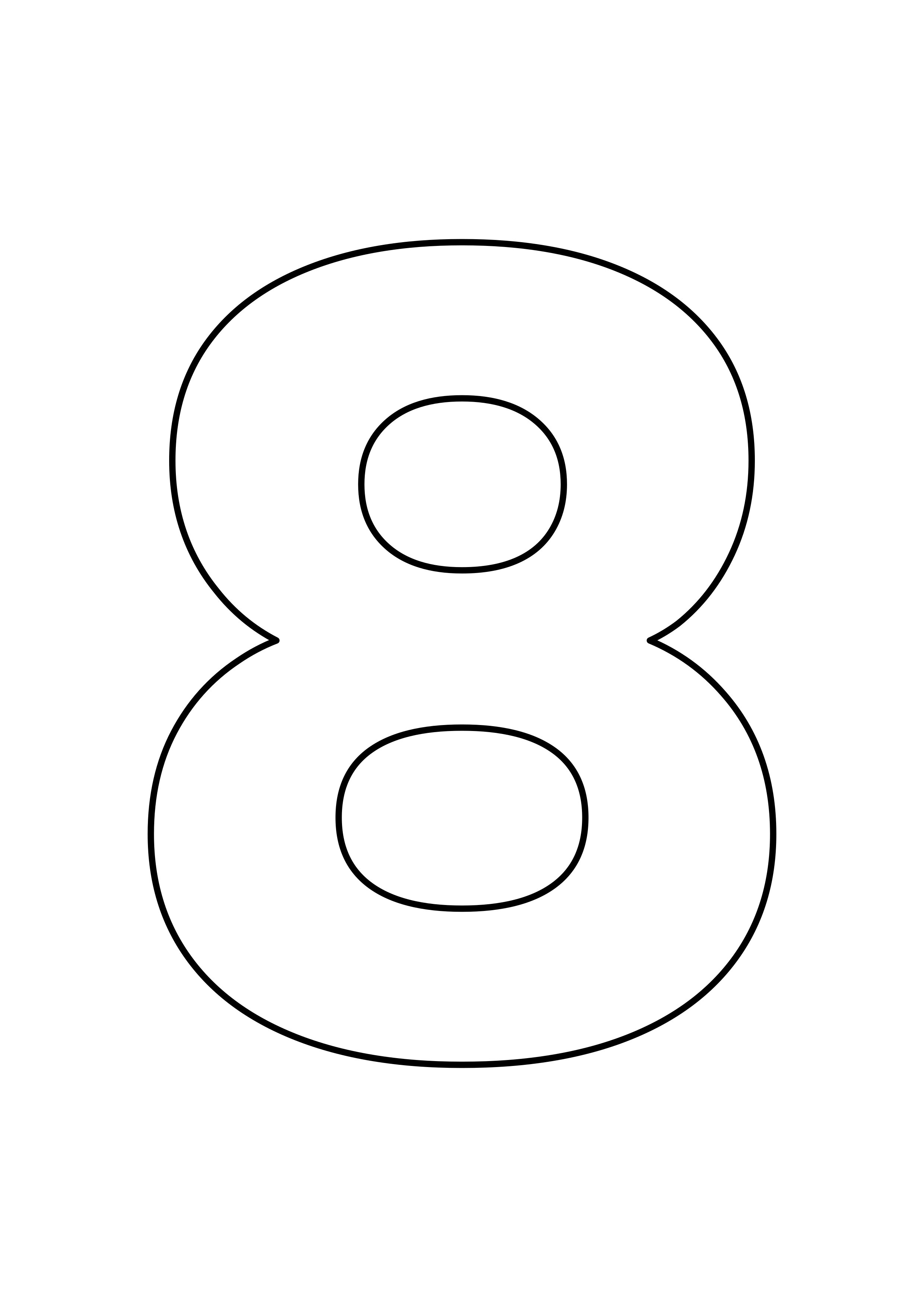 Un grande numero 8 con contorni neri e interno bianco da colorare.
