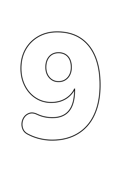 A large outlined number 9 on a plain white page.