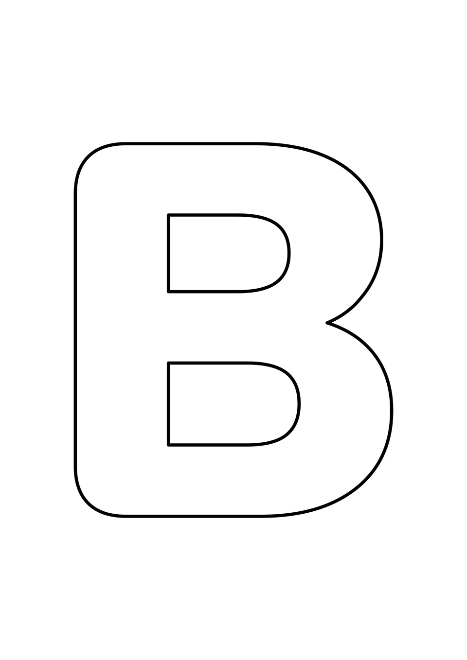 A large outlined uppercase B on a plain white page.