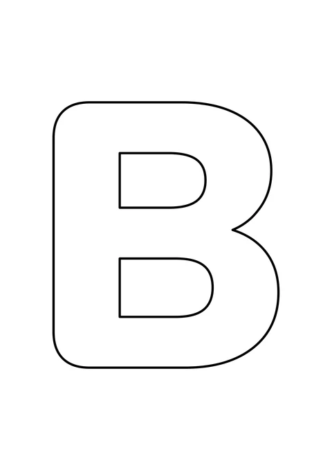 Ein großer Großbuchstabe B mit schwarzer Umrandung und weißer Fläche zum Ausmalen.