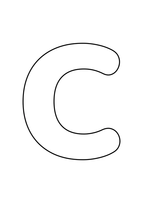 Ein großer Großbuchstabe C mit schwarzer Umrandung und weißer Fläche zum Ausmalen.