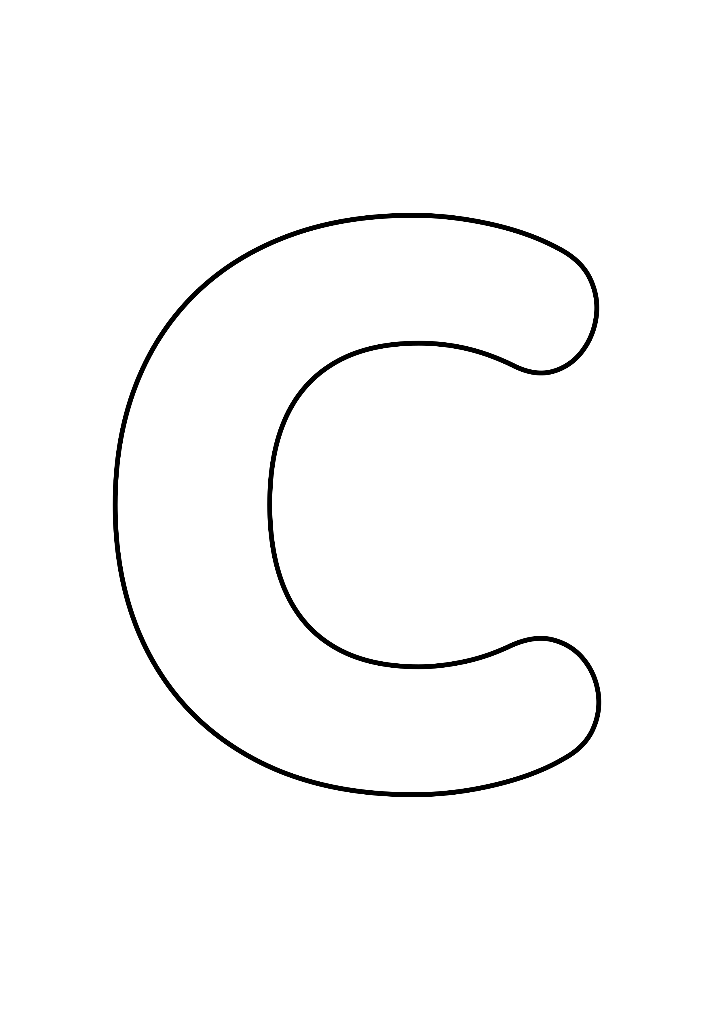 A large outlined uppercase C on a plain white page.