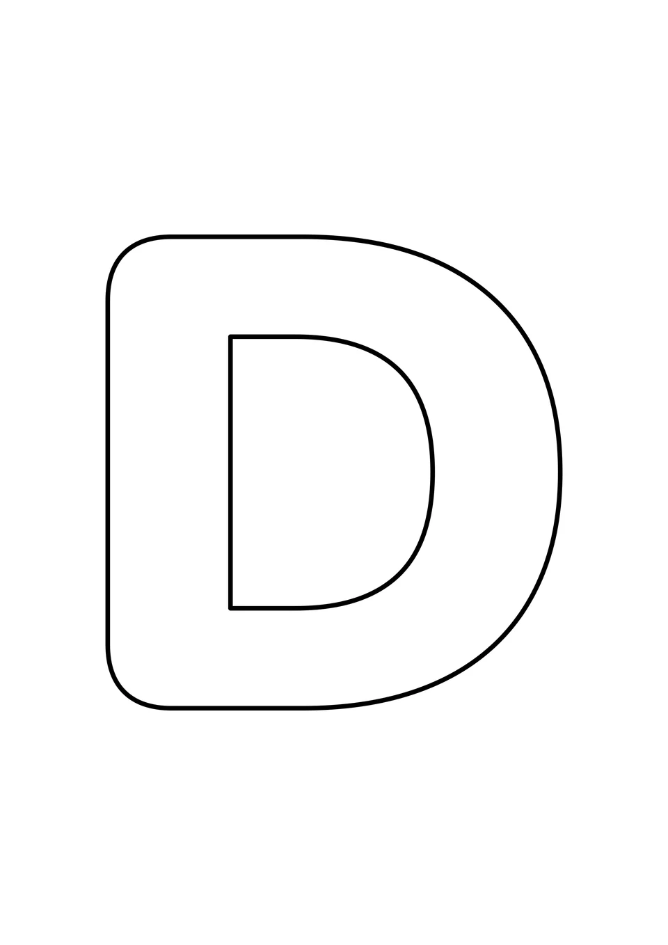 A large outlined uppercase D on a plain white page.