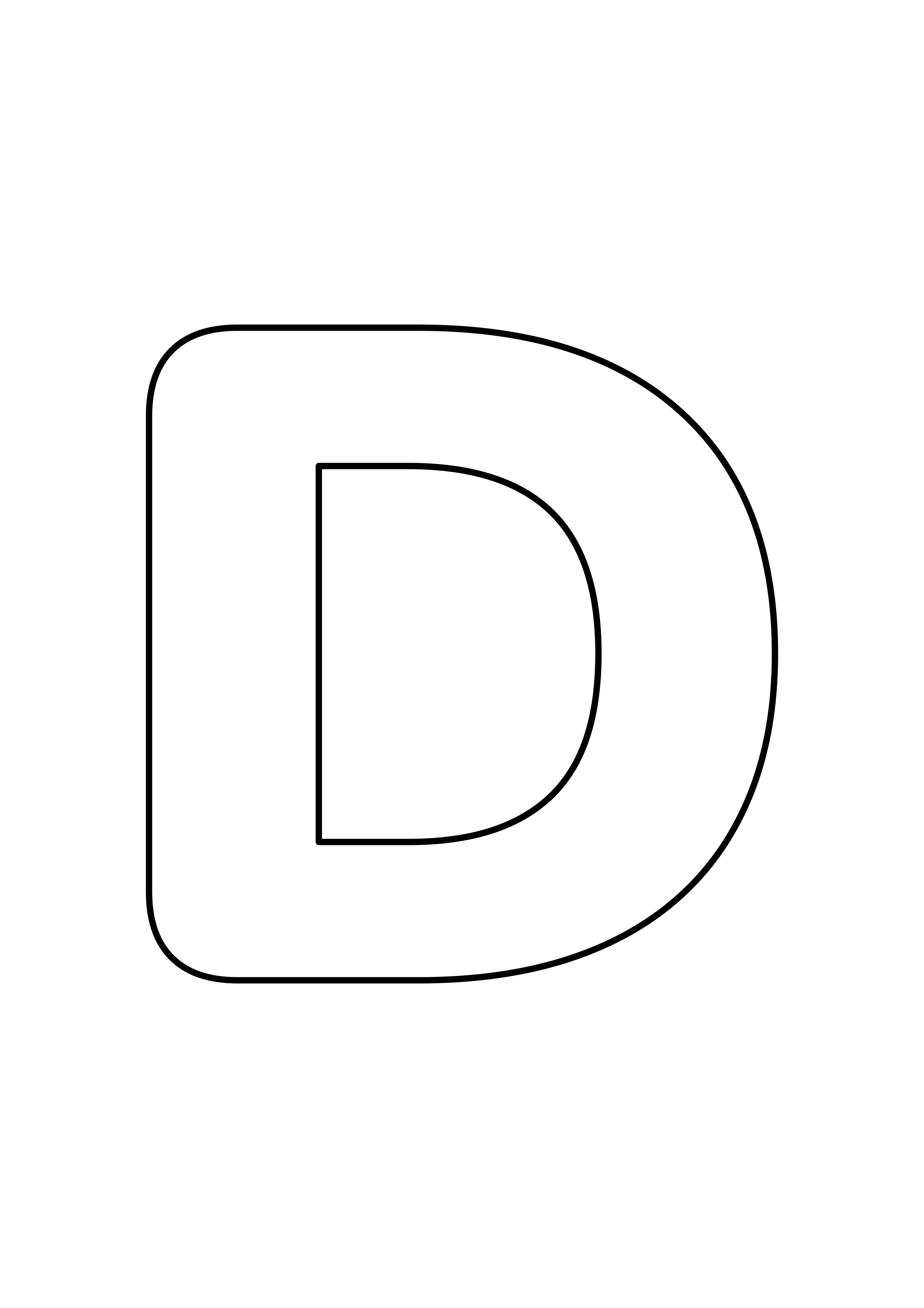 A large outlined uppercase D on a plain white page.