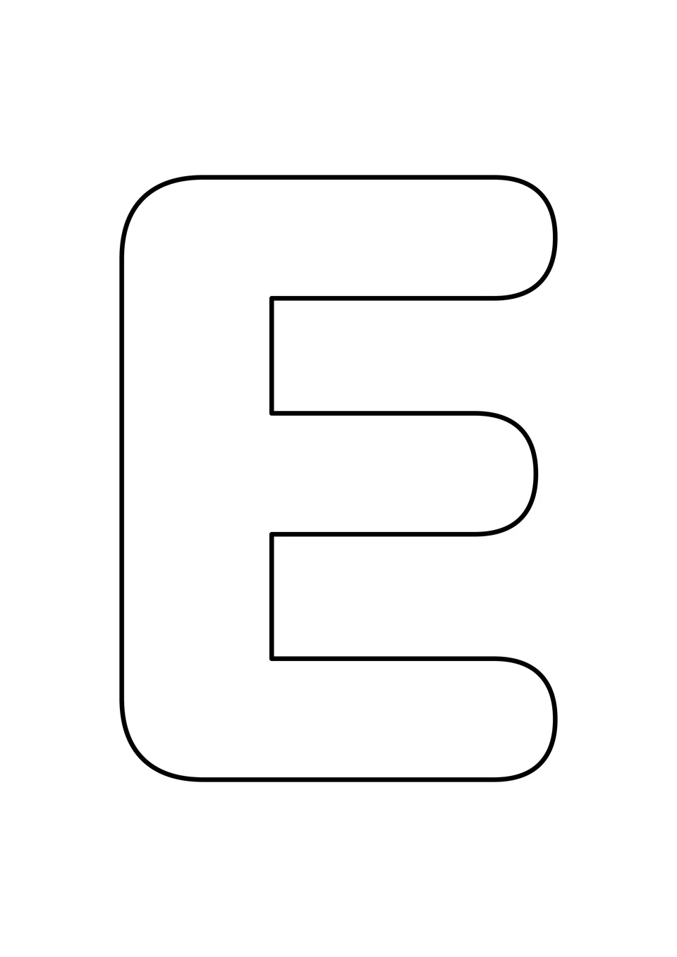 A large outlined uppercase E on a plain white page.