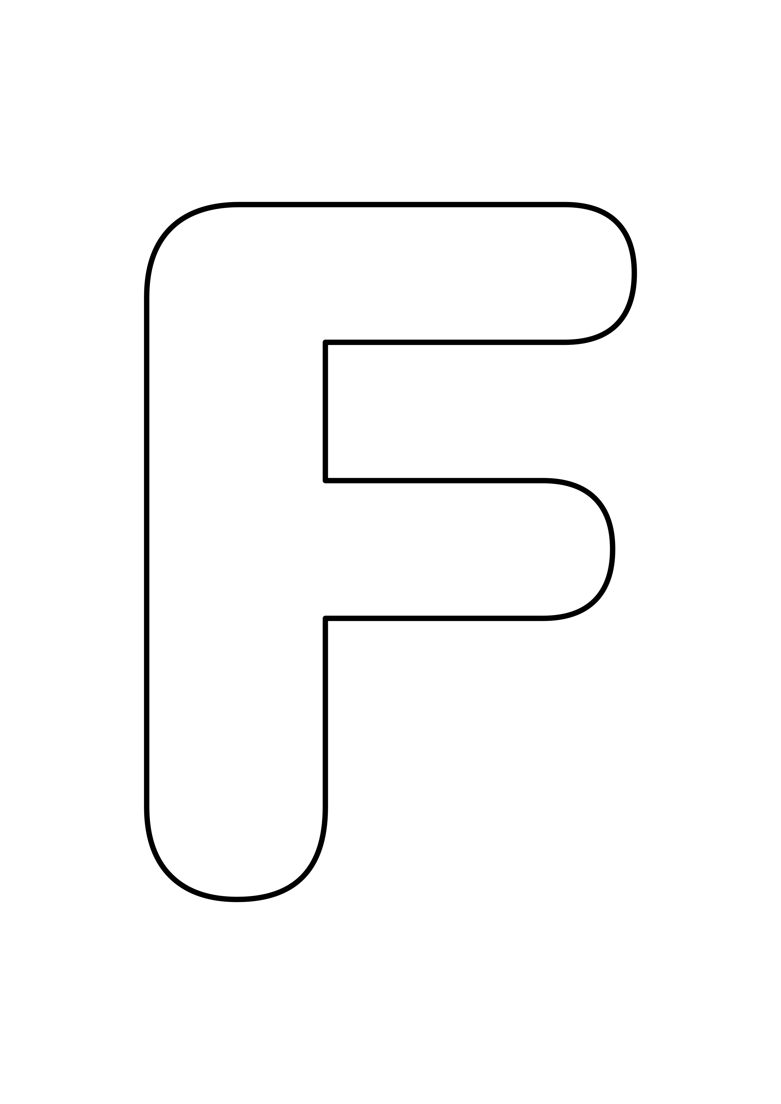 A large outlined uppercase F on a plain white page.