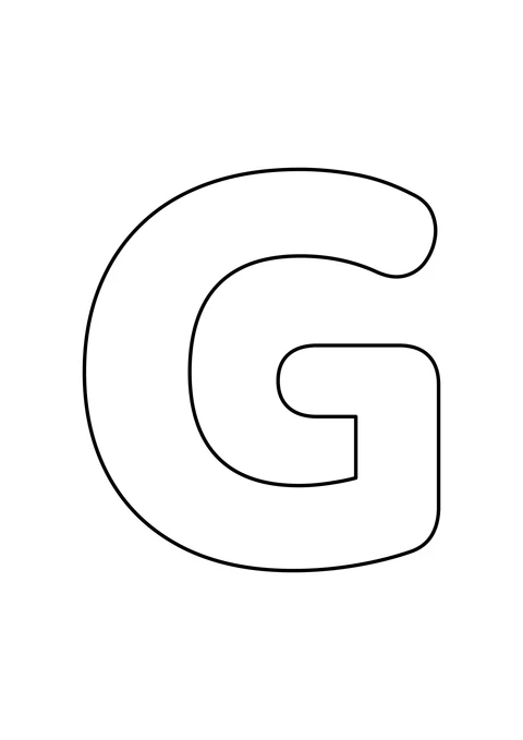 Ein großer Großbuchstabe G mit schwarzer Umrandung und weißer Fläche zum Ausmalen.