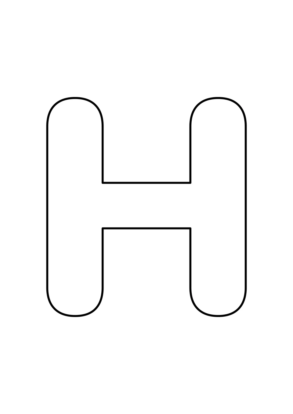 A large outlined uppercase H on a plain white page.