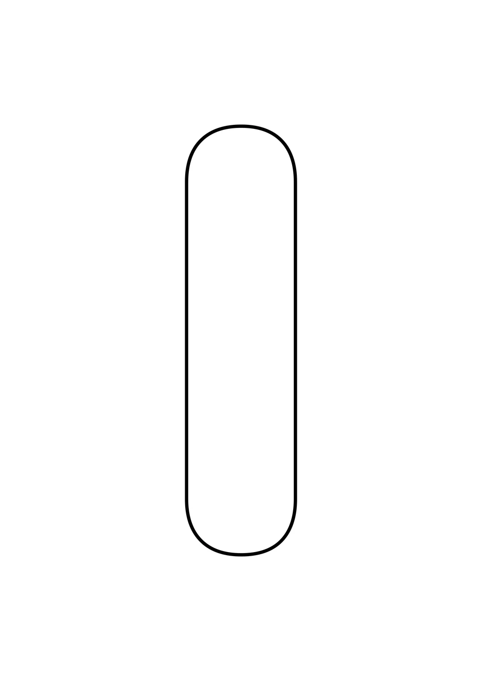흰 바탕에 알파벳 대문자 I가 크게 그려져 있어요. 테두리 안을 자유롭게 색칠해요.