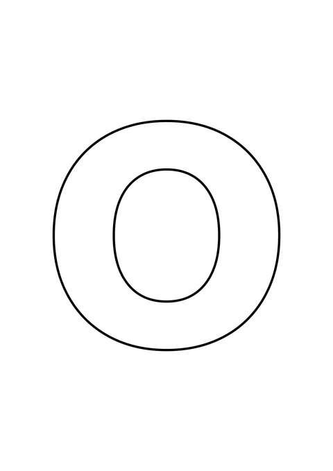 白色背景上一个大大的空心大写字母 O，可以在轮廓内自由涂色。