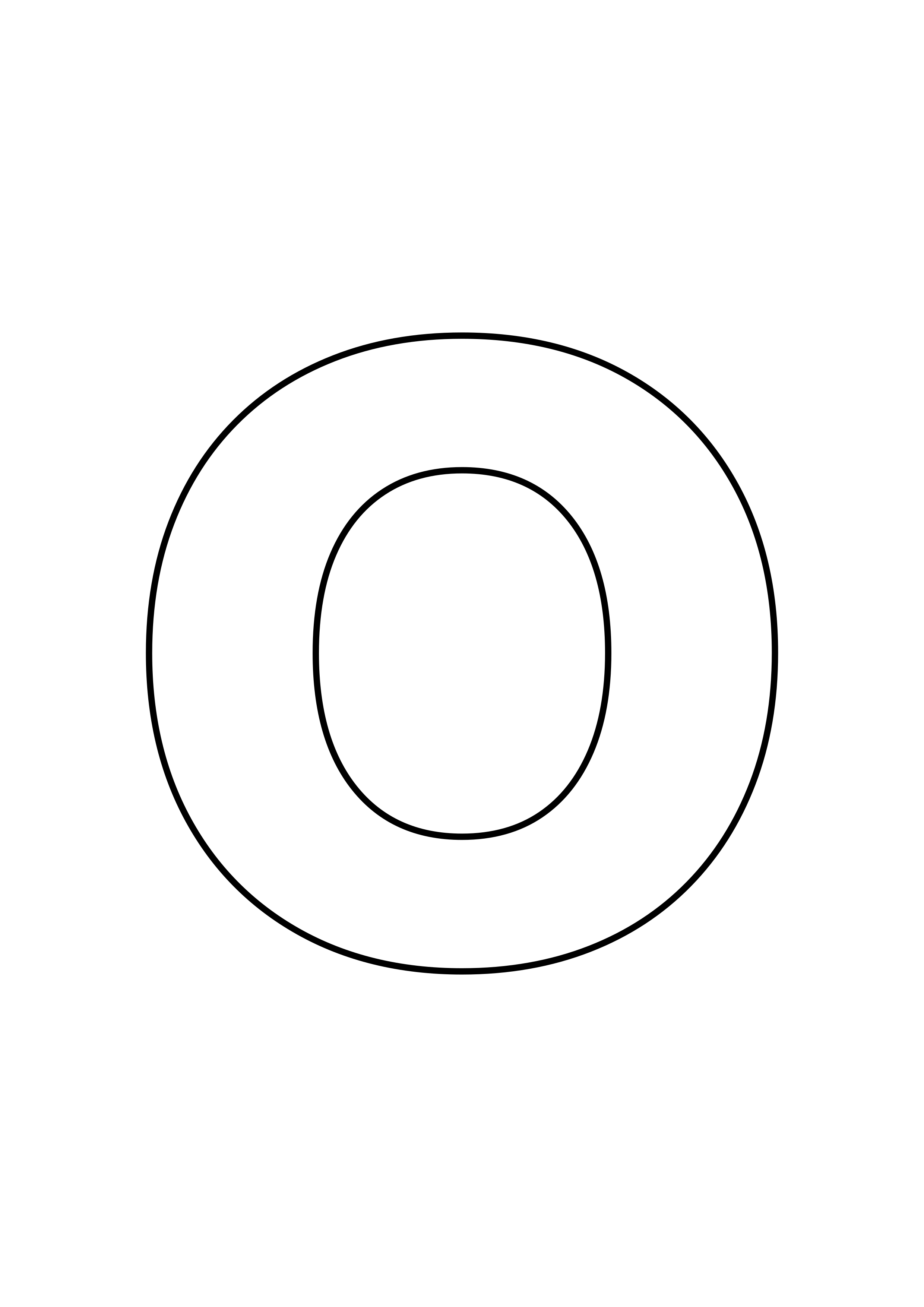 白色背景上一个大大的空心大写字母 O，可以在轮廓内自由涂色。