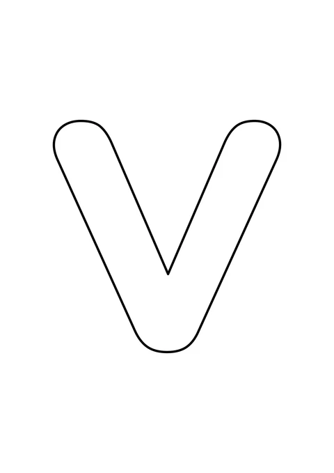 Une grande lettre V majuscule aux contours noirs, à colorier sur fond blanc.