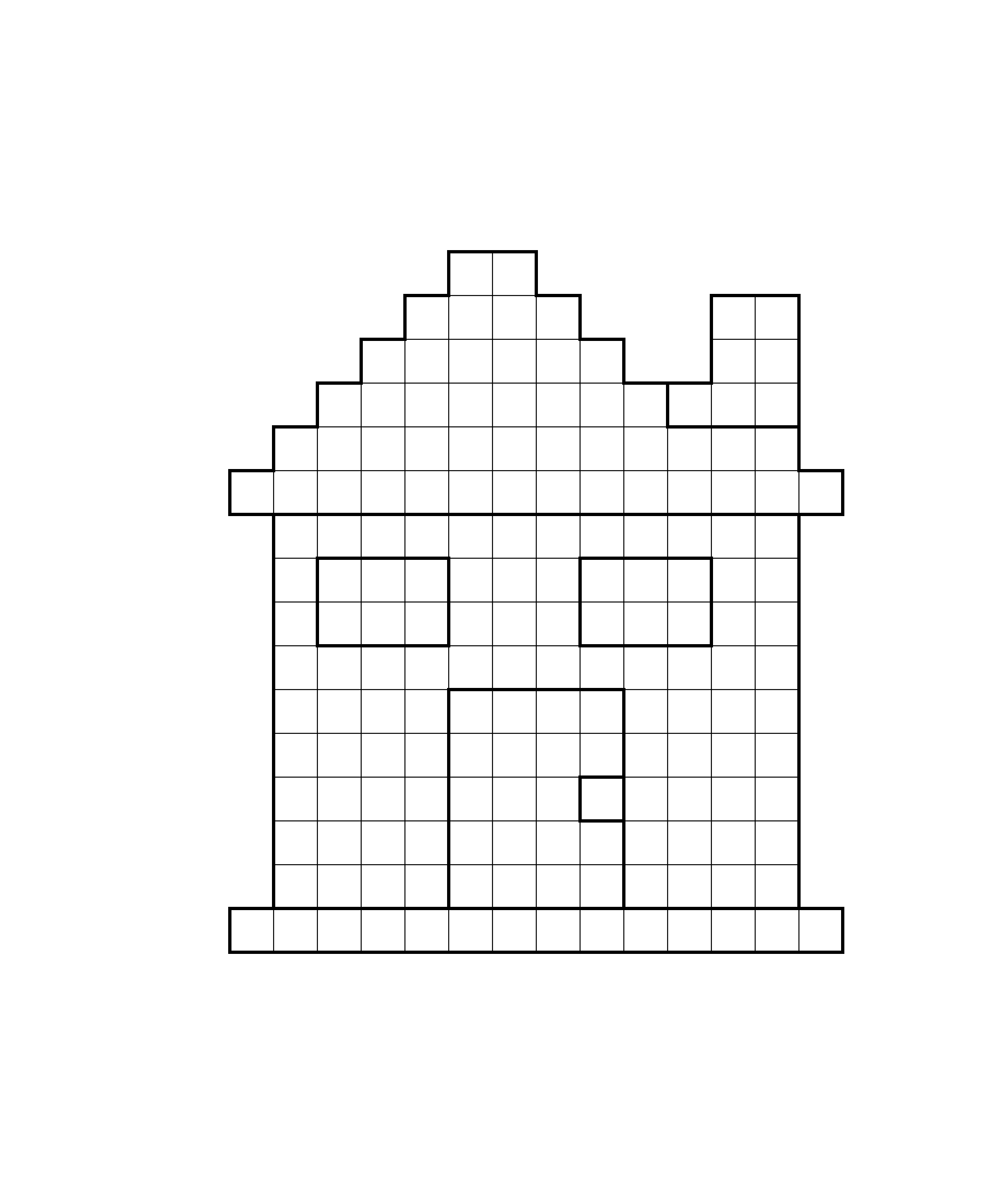 A house with a pitched roof, chimney, two windows and a door.