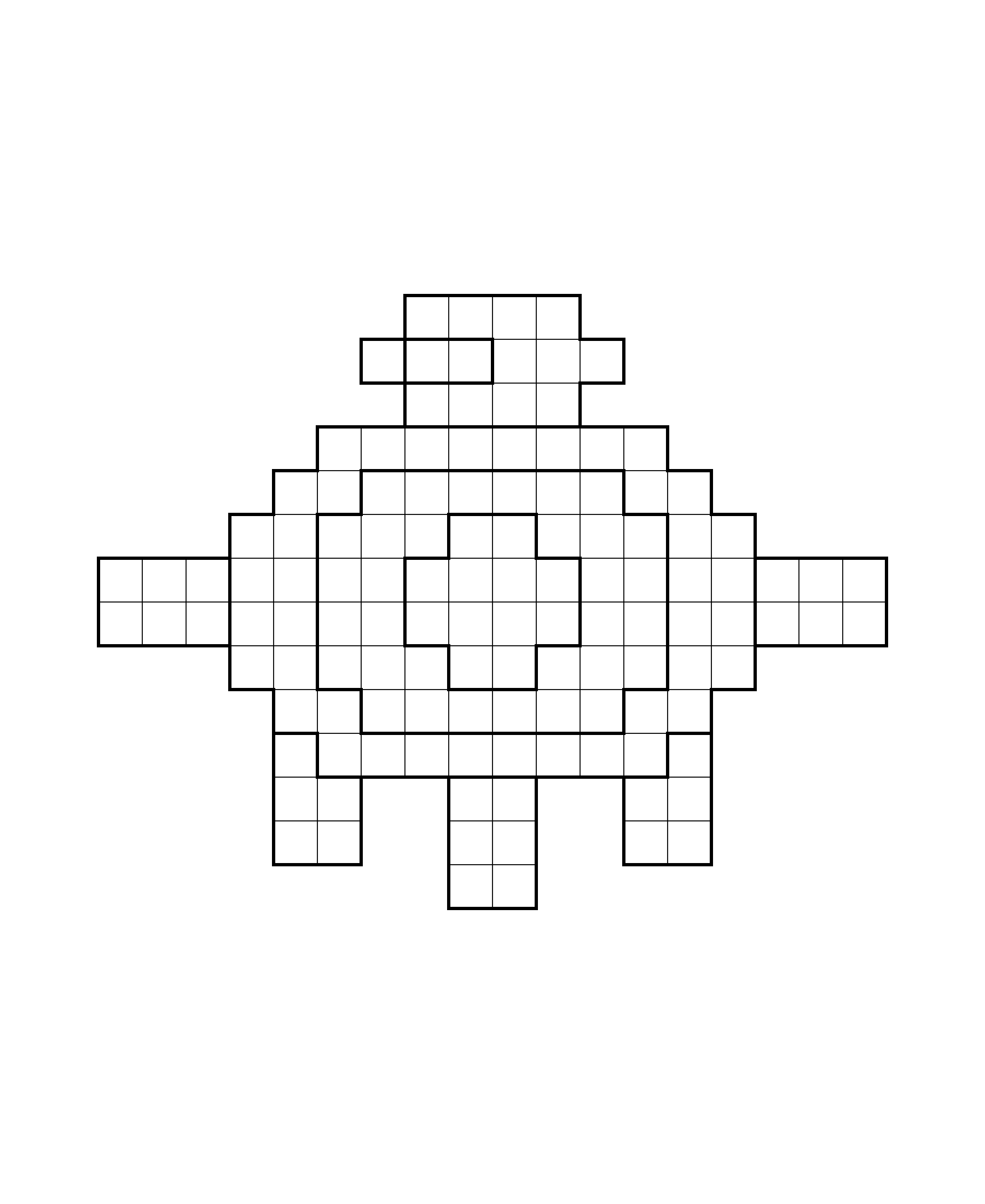 A turtle in pixel art, seen from above with a patterned shell.