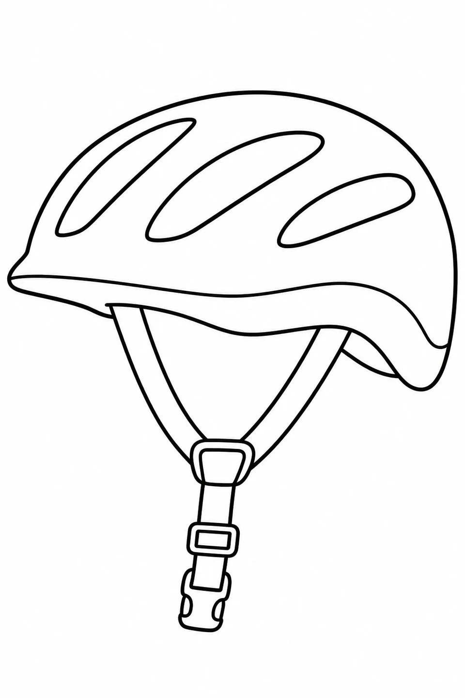 A bicycle helmet with broad vents and a chin strap.
