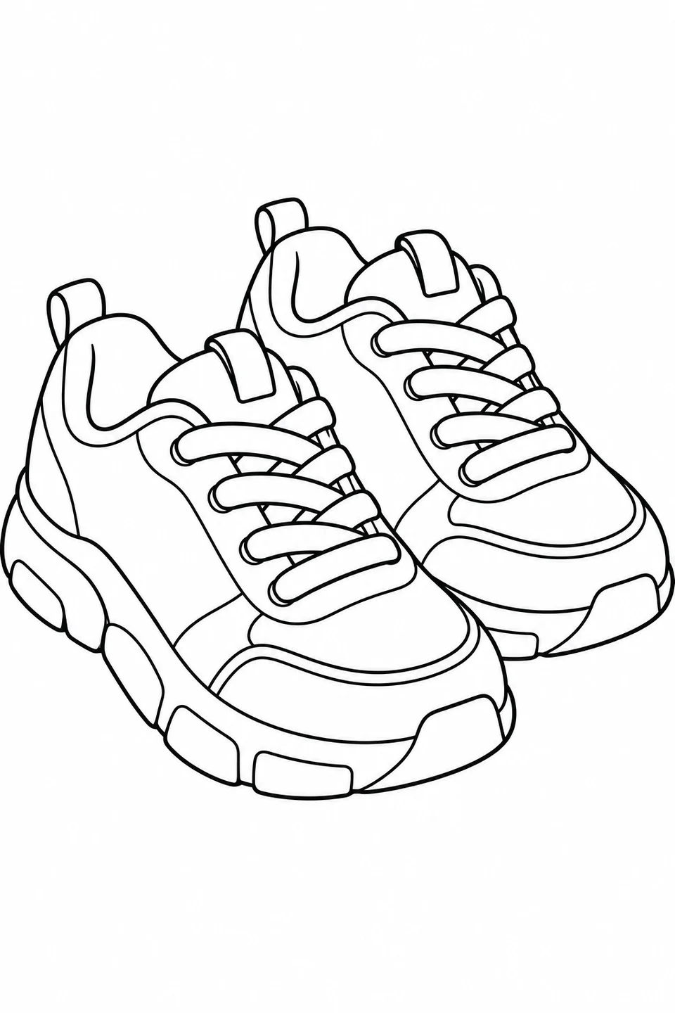 Ein Paar kräftige Laufschuhe hat breite Schnürsenkel und große Flächen zum Ausmalen.