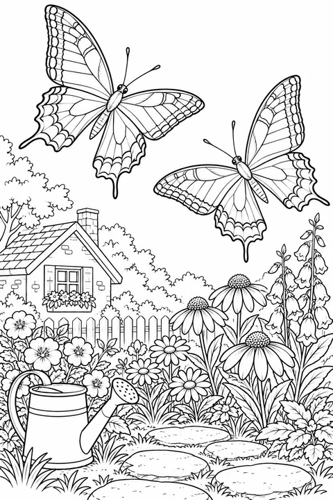 Swallowtail Butterflies in the Cottage Garden