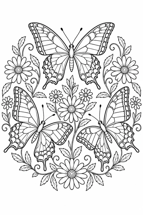 Swallowtail Butterfly in a Wildflower Wreath
