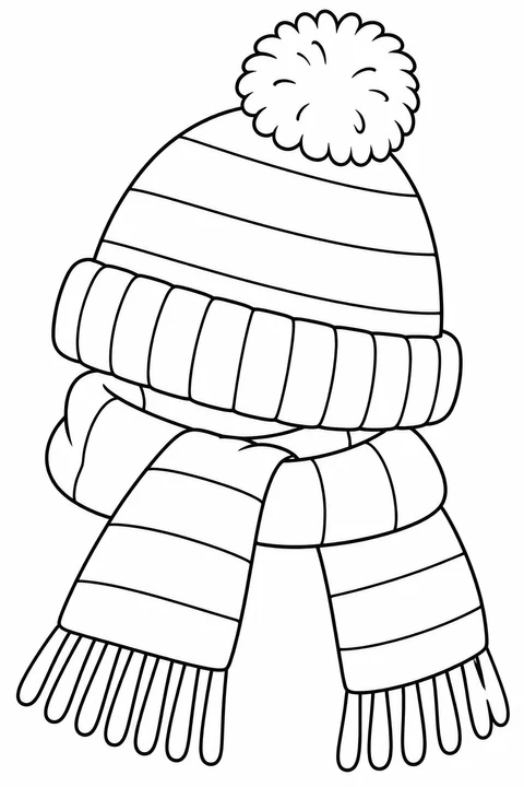 A bobble hat and a folded scarf have broad stripes ready for your favorite colors.