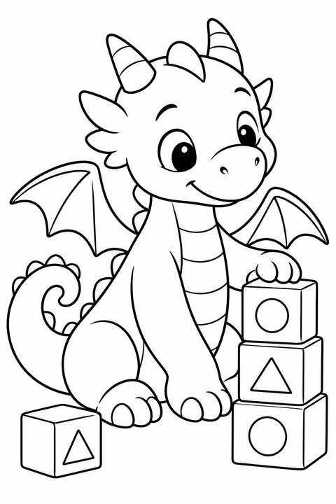 Dragon Building a Block Tower