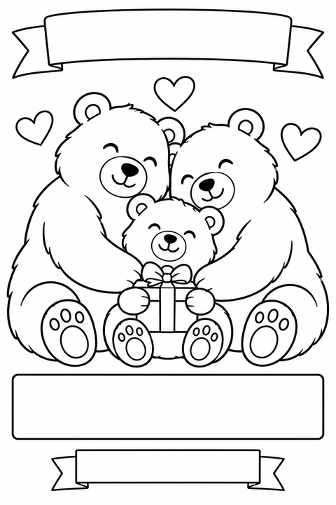 A bear family hug