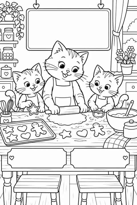 Baking together with the cat family