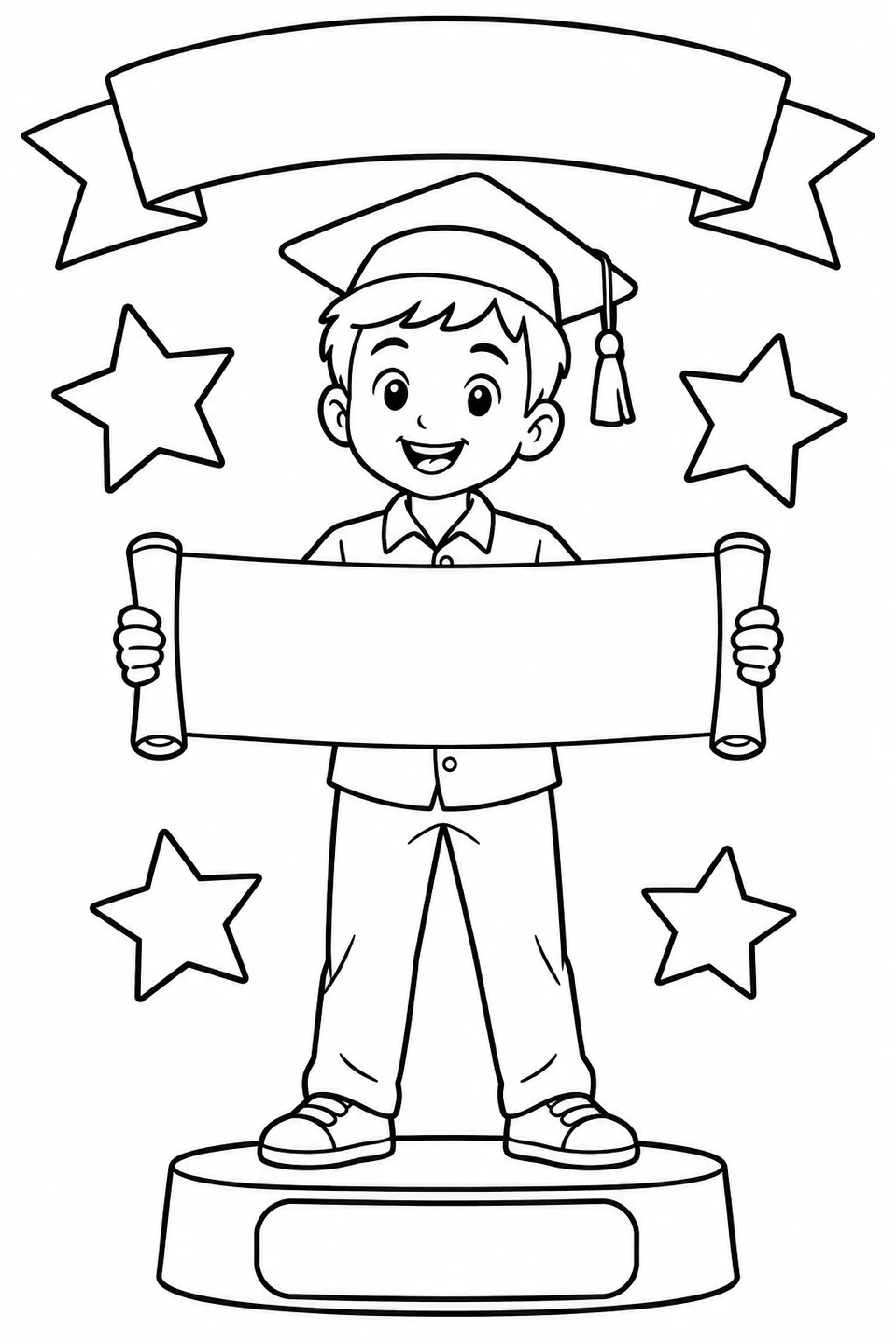 A boy with his graduation diploma