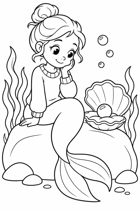 Mermaid Beside a Pearl Shell