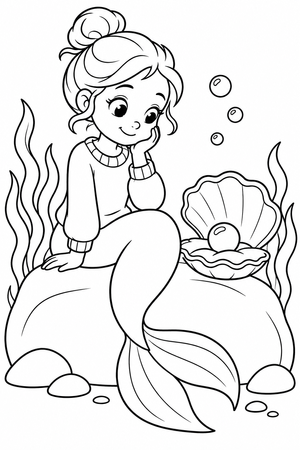 Mermaid Beside a Pearl Shell