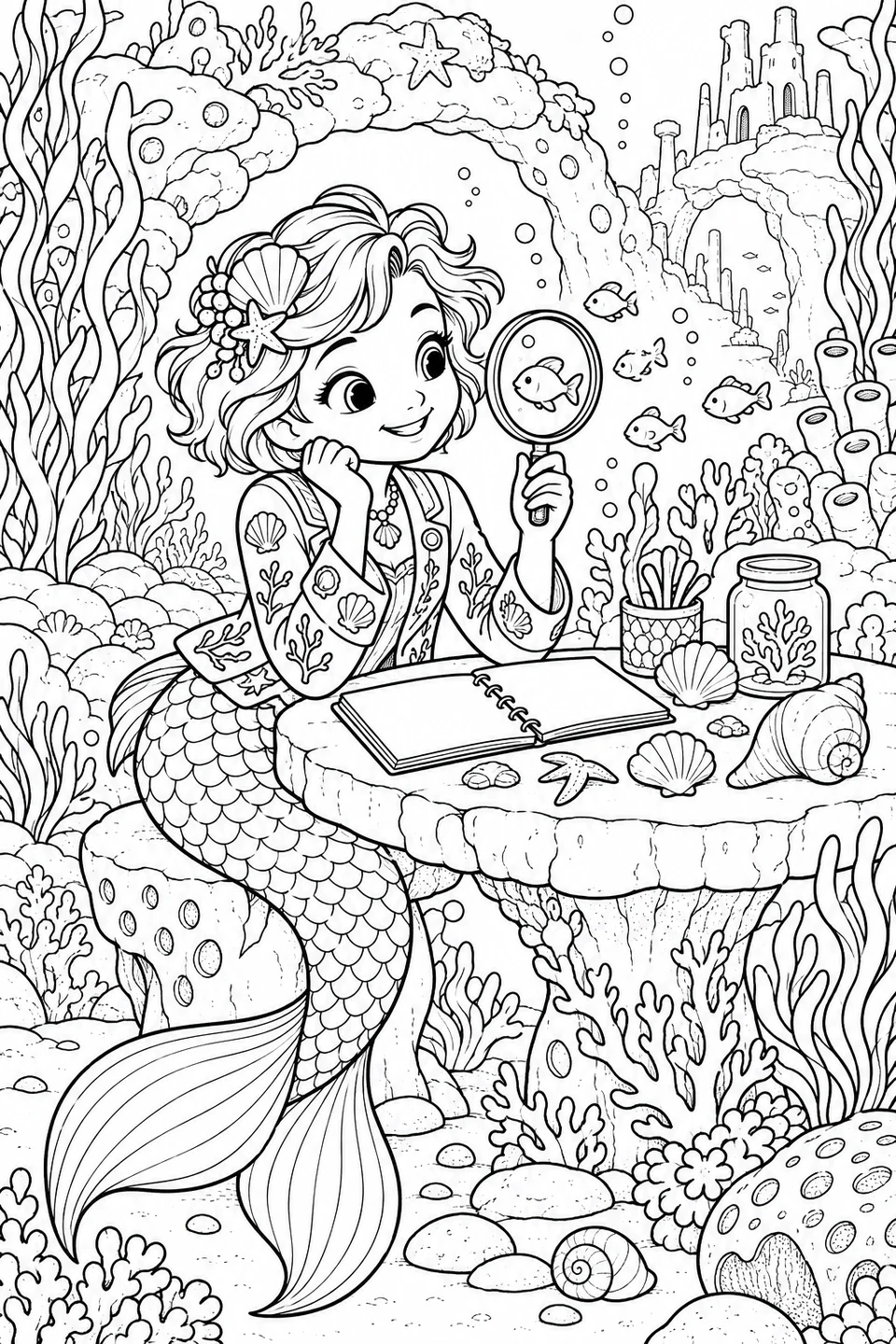 探索珊瑚礁的美人魚
