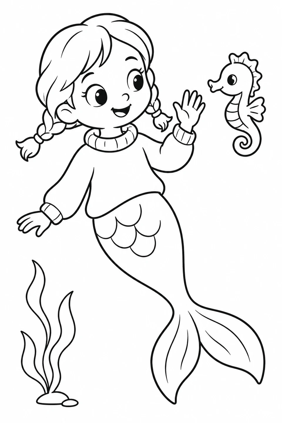 Mermaid and a Seahorse Friend