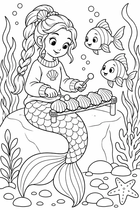Mermaid Playing Shell Music